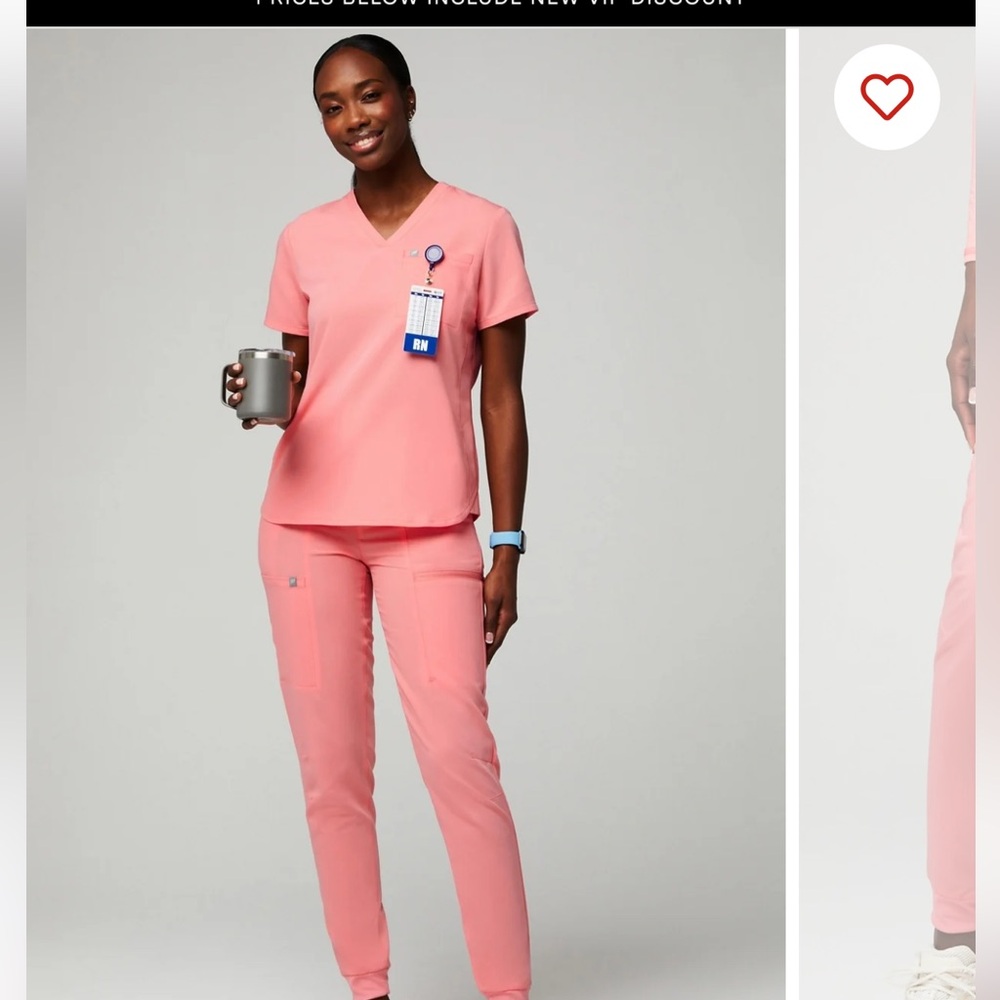SOLD OUT RARE NWOT Fabletics Coral Scrubs top size XL, joggers size L